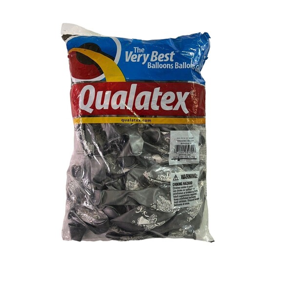 Latex Balloons Wedding Bells & Bouquets Print 100 Pieces 11" Round Silver NEW - Picture 2 of 6